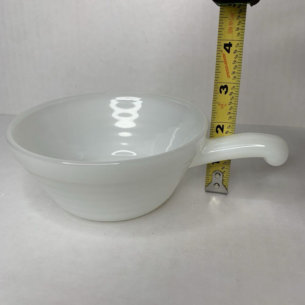 Anchor Hocking Fire-King Milk Glass Handled Soup Chili Bowl Vintage White